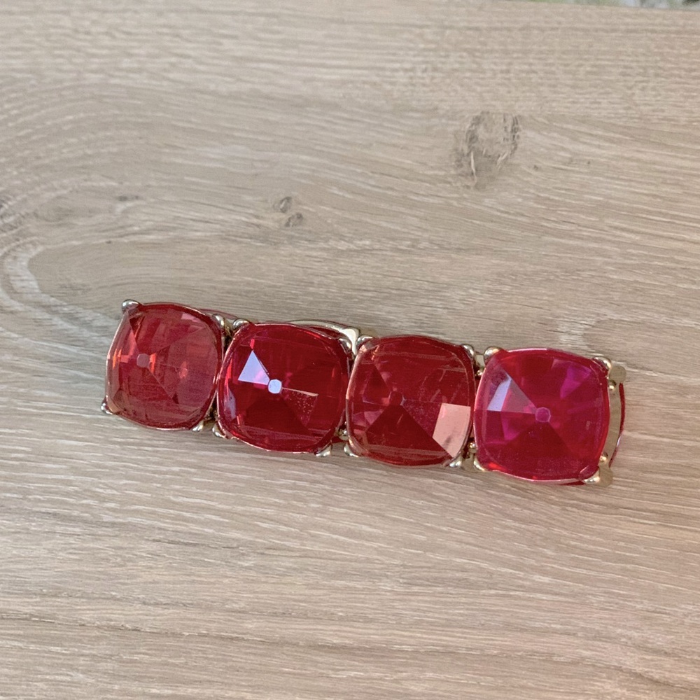 Red/Pink faux stone elastic bracelet